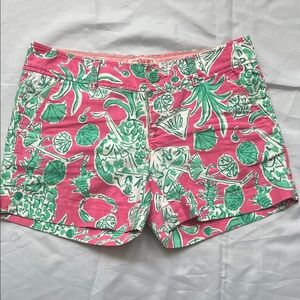 Lilly Pulitzer Pink and Green Tropical Print Shorts size 2